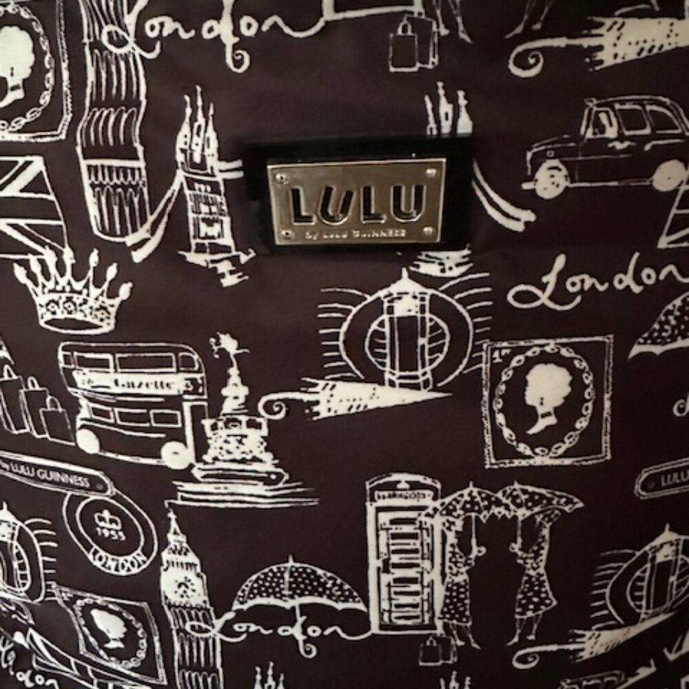 New W/O Tag Lulu Guinness Black with White London Landmarks Shoulder/Tote Bag - Picture 8 of 10
